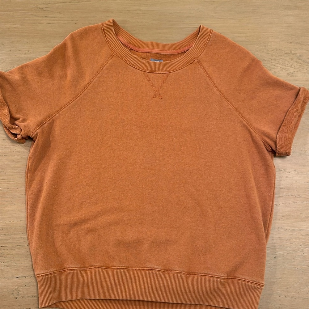 Aerie Orange Short Sleeve Sweatshirt